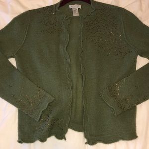 Embellished Olive Cardigan Sweater